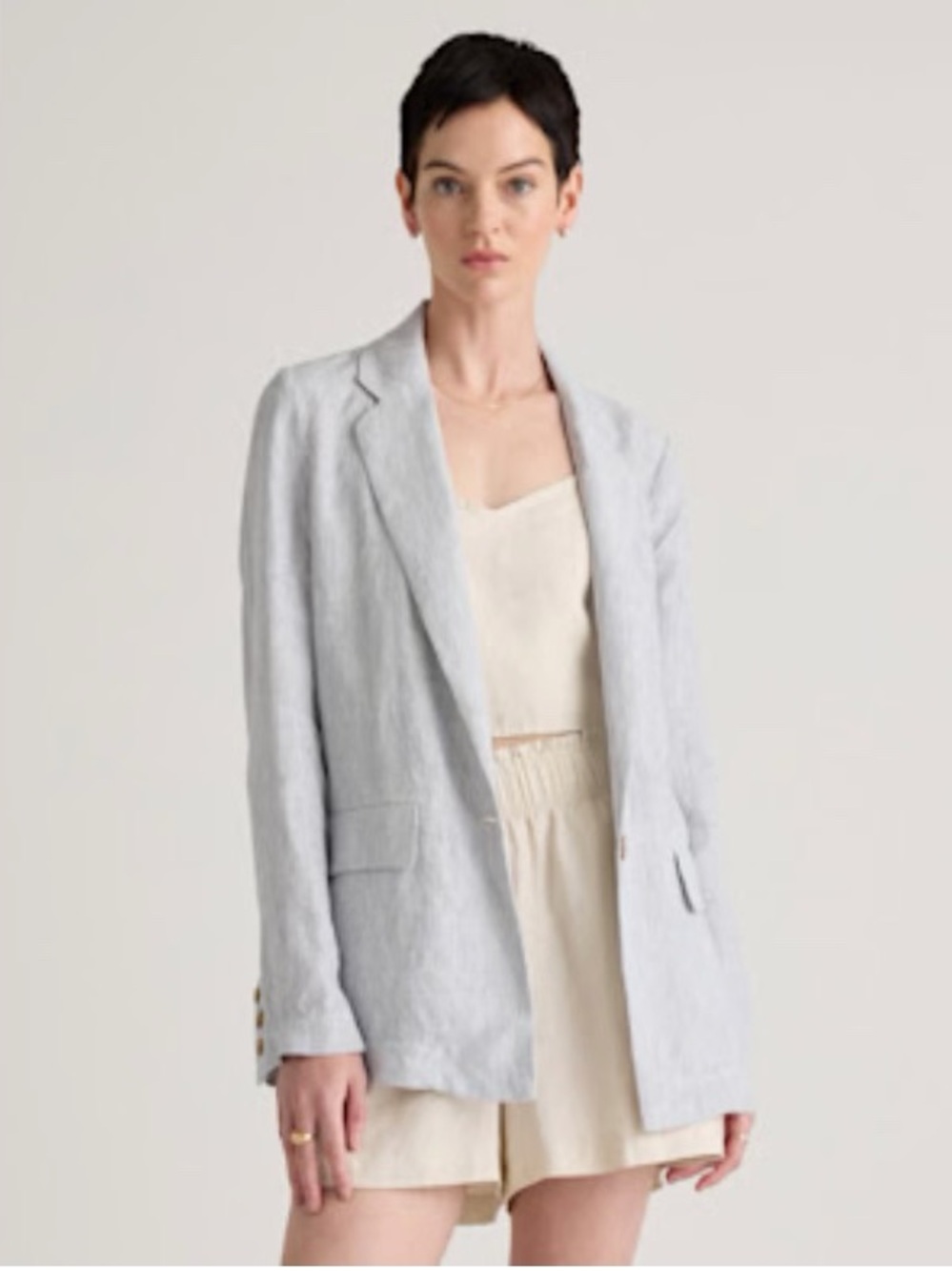 Quince 100% European Linen Blazer size Large, pinstripe. Never worn.